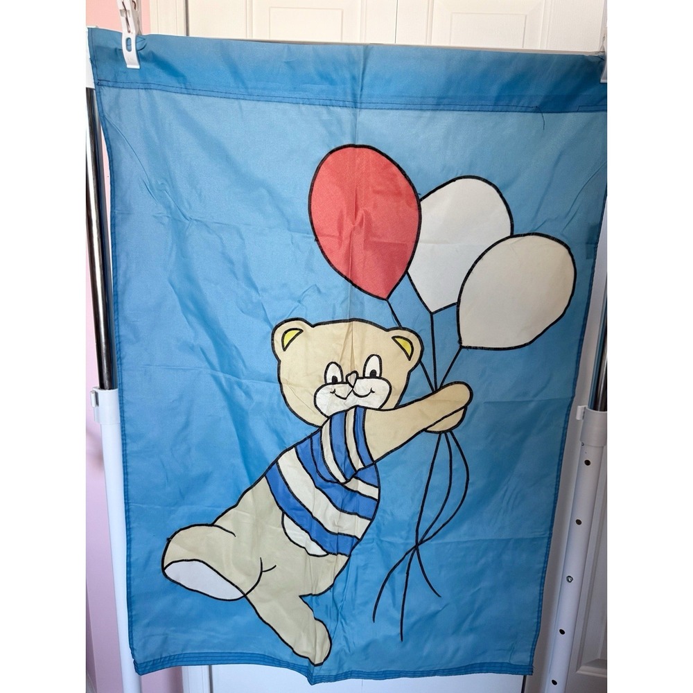 Garden Flag Bear Holding Balloons 28" W By 39" L